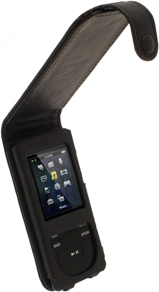 igadgitz Black Genuine Leather Flip Case Cover for Sony Walkman NWZ