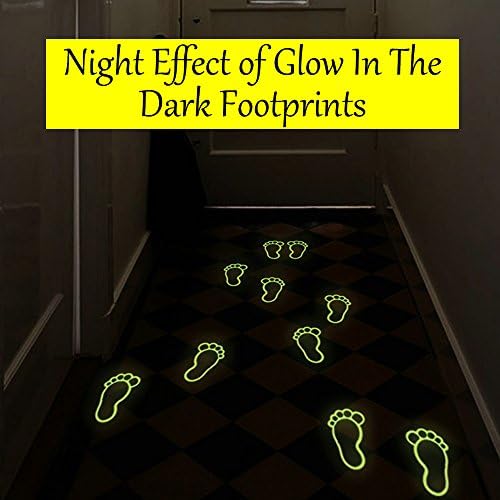 Korea Home Deco 8 PCS Huge Glow In The Dark Luminous Fluorescent PVC Wall Stickers Decals Human Tracks Footprint - 5.2 Inch - Suitable for Kids Baby Children Room Playroom Bedroom Living Room