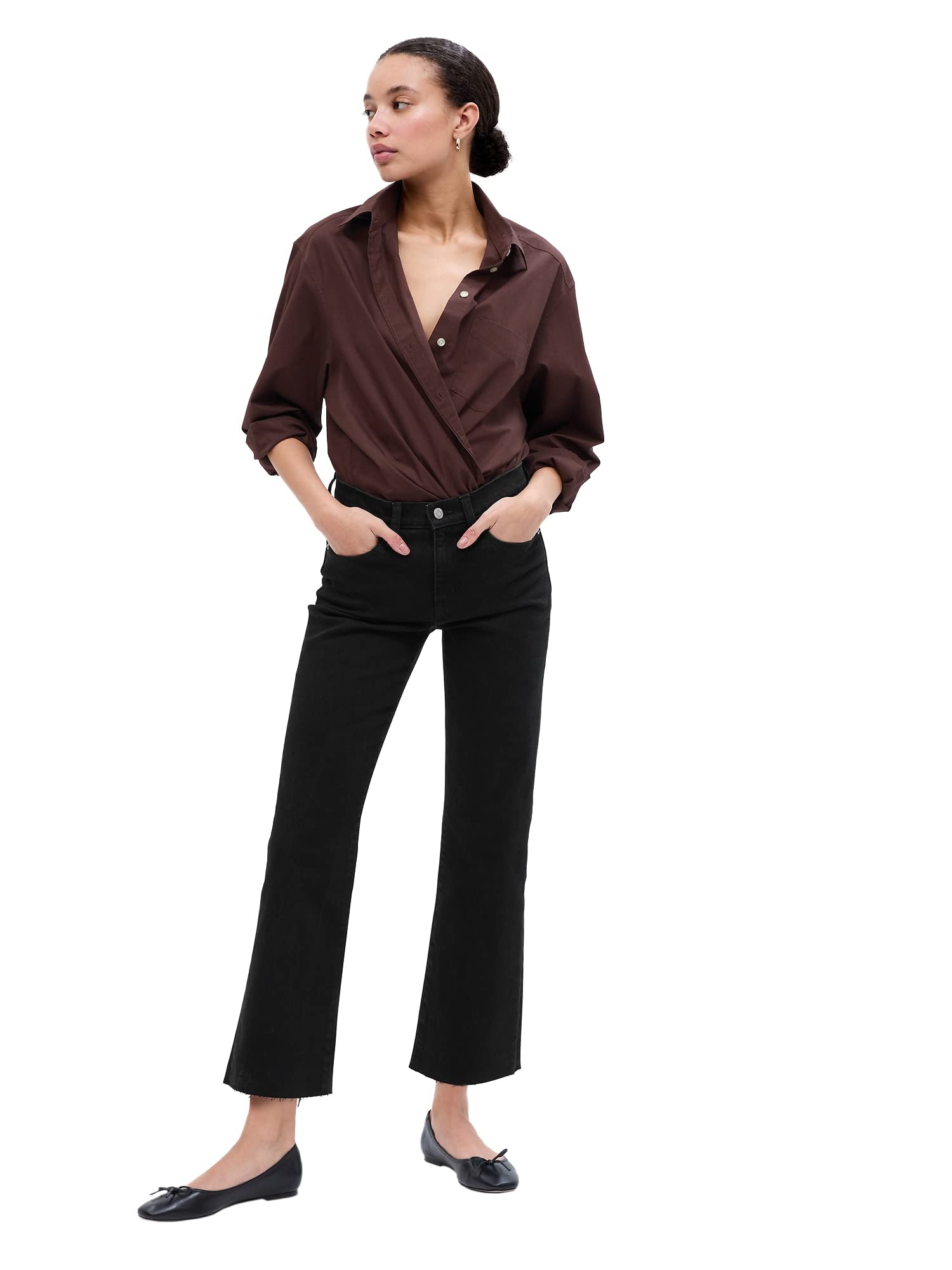 Photo 1 of GAP Womens Kick Flare Jeans Black WASH 34REG