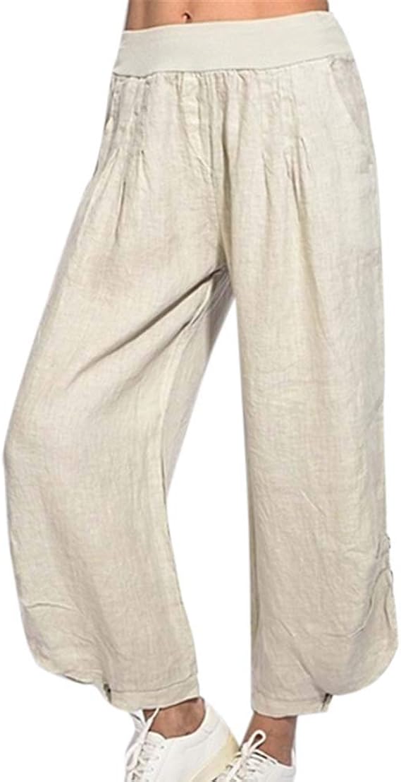 plus size linen crop pants