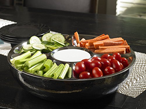 Classic Double Wall Serving Bowl - Stainless Steel 2 Piece Party Bowl and Serving Tray - Great for Salads, Fruit, Snacks, Chips and dips, Vegetables - Hot and Cold