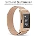 MoKo Fitbit Charge 2 Band, Milanese Loop Mesh Stainless Steel Bracelet Strap + Frame Housing for 2016 Fitbit Charge 2 Heart Rate + Fitness Wristband, Wrist Length 5.31