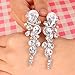 BriLove Women's Bohemian Boho Crystal Wedding Bridal Multiple Teardrop Chandelier Long Dangle Earrings Silver-Tone Clear