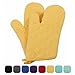 VEEYOO 100% Cotton Oven Mitts, Everyday Kitchen Heat Resistant Oven Mitt Set, Machine Washable Terry Oven Mitts Baking Gloves (Yellow 7.5x12 Inches, Set of 2)