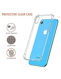 Funda transparente para iPhone XR de 6.5 in con protector de pantalla de cristal templado para 1 paquete, transparente, suave, a prueba de golpes, ajuste delgado