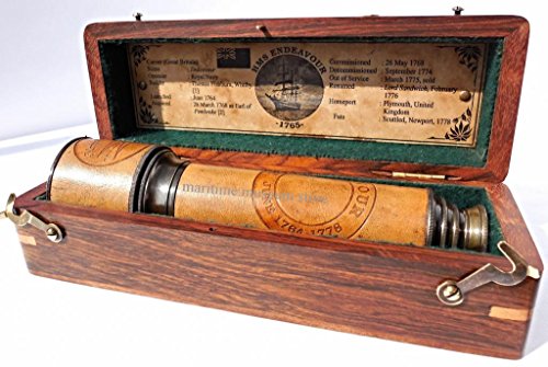 18 inch brass ship captain telescope with rose wood box…