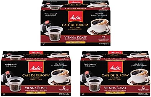 Melitta Single Cup Coffee for K-Cup Brewers, Cafe de Europa 12 Count (Pack of 3) (Vienna Roast)