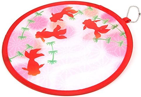 WEYNG Round Handheld Folding Fan Beautiful Pattern Special Style Portable Hand Fan for Wedding Party Decor Dancing Handheld Fan Great Gift (1 PC Red Goldfish)