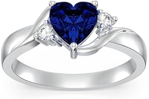 Shusukue Heart Crystal Rings 925 Sterling Silver Minimalist Solitaire 12 Month Birthstone Rings Personalized Engraved Name Ring Birthday Promise Jewelry Gift for Women (with Gift Box)