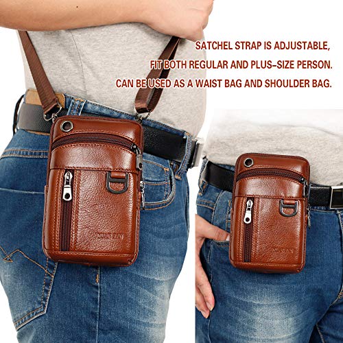 Leather Cell Phone Shoulder Holster,Hip Bum Pack Pouch for Men,Vertical