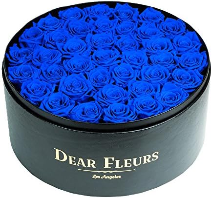 DearFleurs Handmade Preserved Flower Large Circle Roses Box, Fresh Rose, Eternity Rose, Gift for Valentine's Day, Anniversary, Birthday (Black)