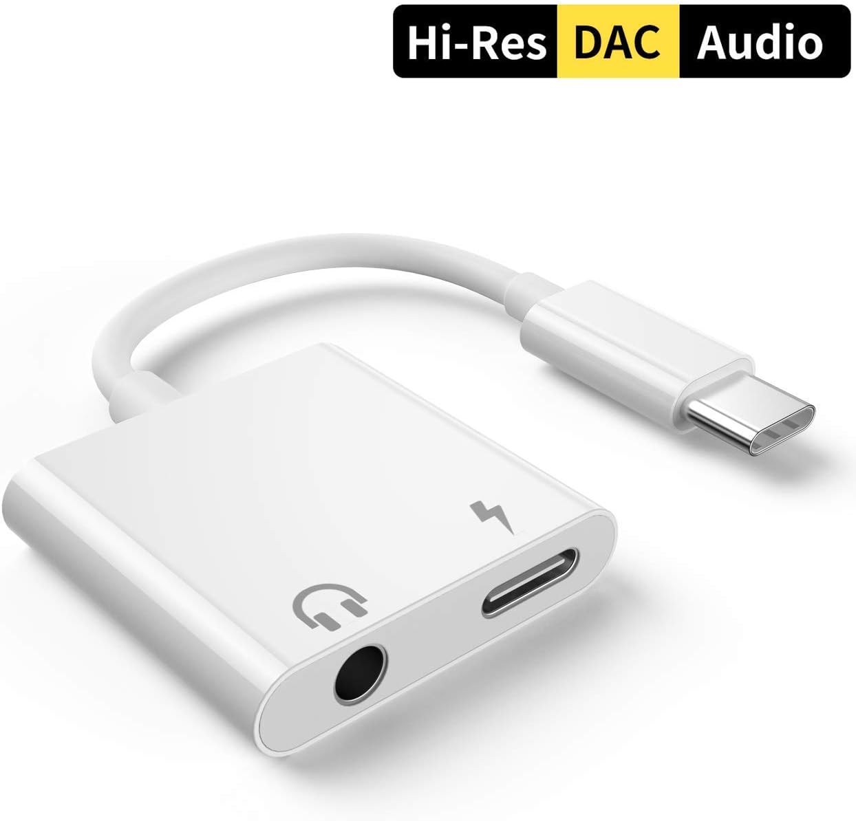 Type C Adapter 2 in 1 USB-C to 3.5mm Jack Headphones Aux Audio Splitter Charger USB C Adapter Supports Google Pixel 3 / 3XL / 2/2 XL, Samsung Note8/S8 / S9Plus, LG iPad Pro 2018, HTC U11 U12 and More