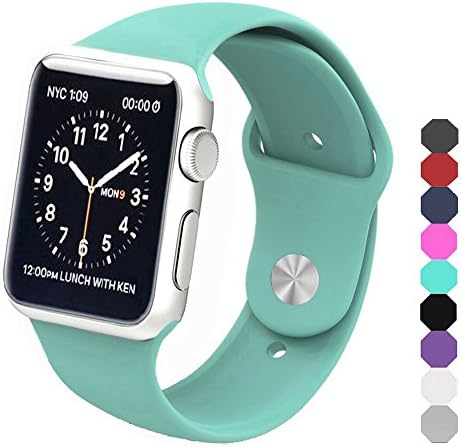 Sxciw Apple Watch Band, Soft Silicone Sports Replacement Wristband for Apple Watch (Mint green, 42mm-S/M)