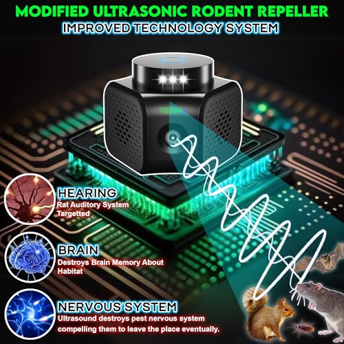 TERMX Ultrasonic Pest Repellent Plug-in - High Frequency Ultrasonic Pest Repeller and Rodent Repeller for Bats, Squirrels, rats and Mice, Indoor Ultrasonic Pest Control for Attic, Garage, Hotel, RV