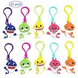 25 Pack Baby Cute Shark Keychains Toys for Boys Girls Kids Shark Theme Birthday Party Supplies Party Bag Pendant Gift Fillers