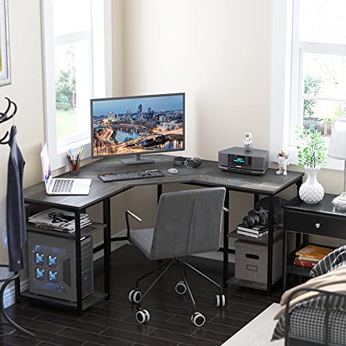 Elephance LShaped Desk with Shelves, Computer Corner Desk, Home Office