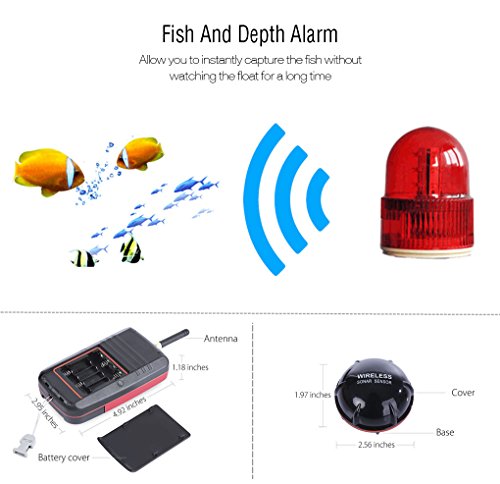 OUTLIFE-Fish-Finder-Wireless-Sonar-Sensor-and-Handheld-LCD-Display-Monitor-with-Depth-Water-Temperature-Fish-Size-Location-for-Small-Boats-Ice-Lake-Sea-Night-Fishing