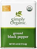 Simply Organic Pepper, Black ORGANIC 4 oz. Tin (a) - 2 Bottles