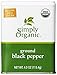 Simply Organic Pepper, Black ORGANIC 4 oz. Tin (a) - 2 Bottles