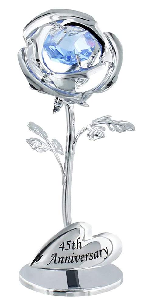 Haysom Interiors Modern 45th Anniversary Silver Plated Flower with Blue Swarovski Crystal Bead by Happy Homewares
