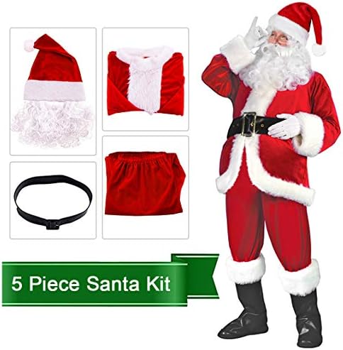 Santa Claus Costume Suit Deluxe Adult Men Christmas Party Cosplay Santa Outfit