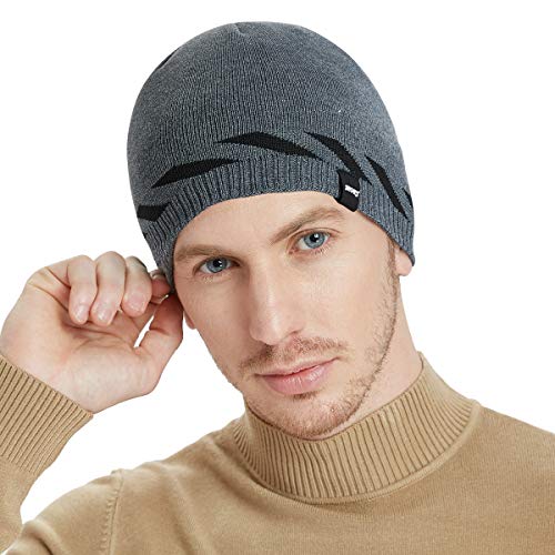 Bodvera Winter Warm Knitting Beanie Watch Cap Fleece Lined Plain Toboggan Ski Skull Hats Caps,Grey