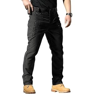 Men's Stretch Tactical Pants Waterproof Ripstop Cargo Pants Lightweight Casual Hiking Work Pants