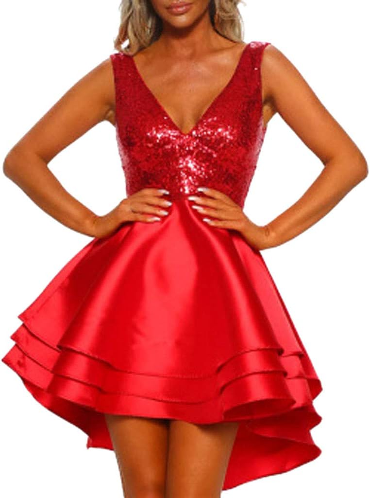 red sequin cocktail dress
