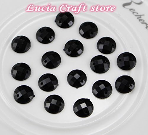 50pcs/lot 8mm Acrylic Flat Back Sew On Rhinestone 2 Holes Sew-On Crystal Beads (black 50pcs)