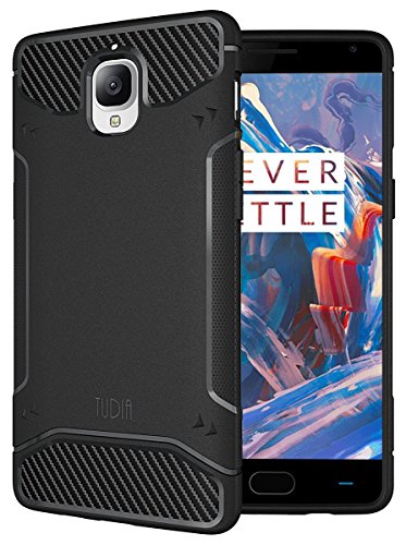 OnePlus 3T / OnePlus 3 Case, TUDIA Ultra Slim Carbon Fiber Design Lightweight [TAMM] TPU Bumper Shock Absorption Case for OnePlus 3 (Black)