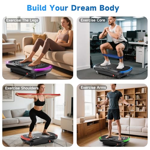 Vibration Plate Exercise Machine for Lymphatic Drainage, Vibration Machine for Full-Body Weight Loss Shaping, Vibrate Fitness Platform 400 Lbs & 200 Adjustable Speeds