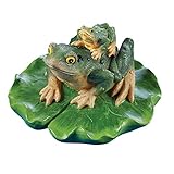 Collections Etc Lotus Leaf & Frogs Floater Outdoor Pool & Pond Ornament Garden Decoration