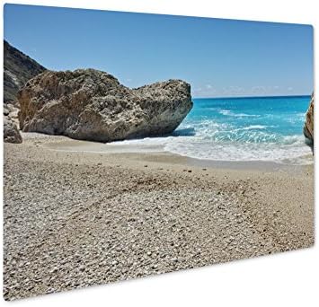 Ashley Giclee Rocks In The Blue Waters Of Megali Petra Beach Lefkada Ionian Islands, Wall Art Photo Print On Metal Panel, Color, 16x20, Floating Frame, AG5612395