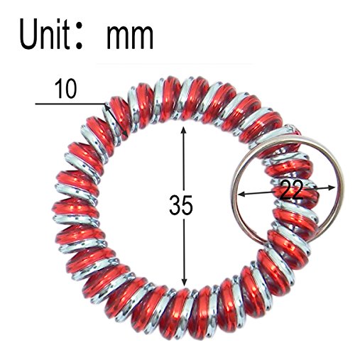 QY Colorful Bright Assorted Colors Plastic Spiral Coil Wrist Band Key Ring Chain (Pattern H)