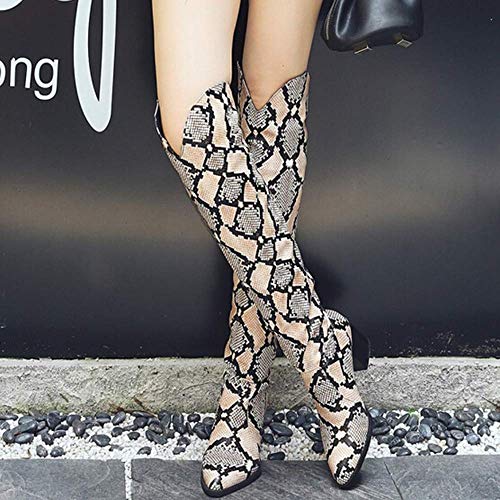 51y9pOSrq5L Giow Botas Altas de Mujer para Mujer con Tacones, Botas de Invierno de Piel de Serpiente Impermeables sobre la Rodilla… Giow Botas Altas de Mujer para Mujer con Tacones, Botas de Invierno de Piel de Serpiente Impermeables sobre la Rodilla… - Imagen 3