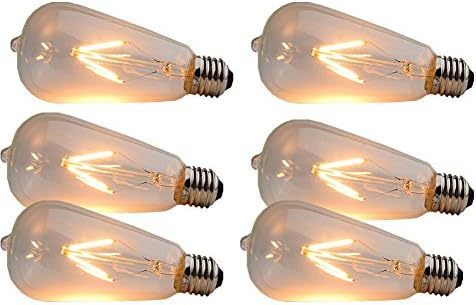 CIMC LLC 6 Pack 20 Watt Equivalent 2W Vintage Edison Light Bulb Dimmable LED Light Bulb Squirrel Cage Filament ST64 -Lmitation Tungsten Wire 220V E27 Medium Base (2)