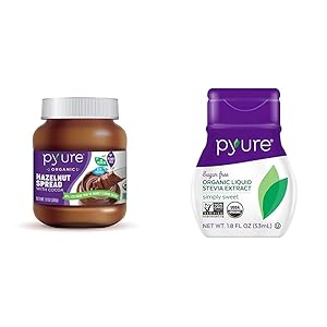 Organic Hazelnut Spread with Cocoa by Pyure | Keto Friendly, No Palm Oil, Vegan | 13 Oz & Organic Liquid Stevia Extract Sweetener, Simply Sweet, Sugar Substitute, 200 Servings, 1.8 Fluid Ounce