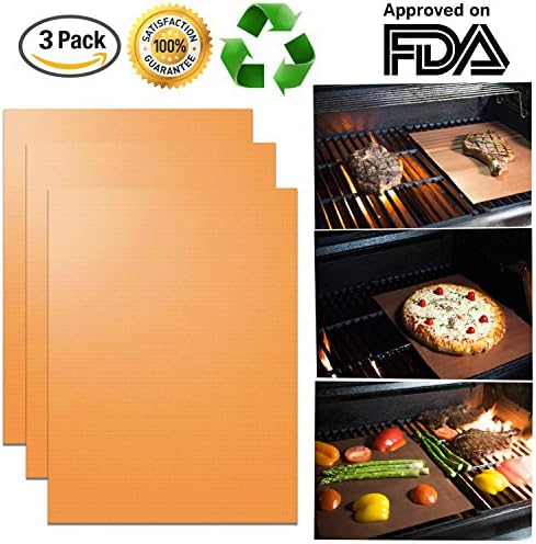 Copper Grill Mats (3 Pack) - New Durable Quality - Non-Stick Grill Mats - FDA Approved, PFOA Free, Grill Gift Accessory - For Gas, Charcoal, or Electric Grills - 16" x 13"