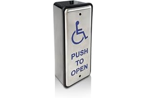 Olideauto Handicapped Push Button for Automatic Door Opener,Single Narrow Wired Stainless Steel Handicap Push Button