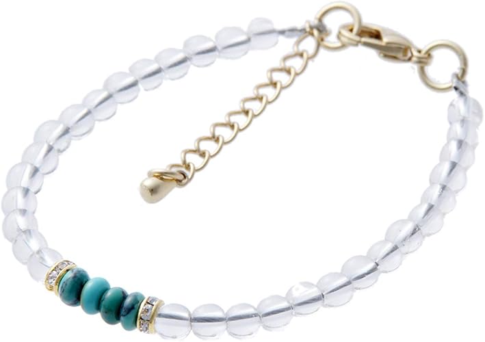 Amazon 石輝 水晶 ターコイズ ブレスレット 4mm レディース B527 ブレスレット 通販