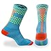 ChalkTalkSPORTS Girls Lacrosse Performance Crew Socks - Tropic Neon Lacrosse Design - Lacrosse Mid-Calf Socks - Adult