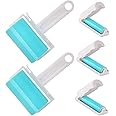 Lint Roller 5 Pack, Reusable Washable Lint Roller Sticky Lint Remover Pet Hair Remover Cleaner for Clothes, Pet Hairs, Carseats, Include Large/Small Size Blue