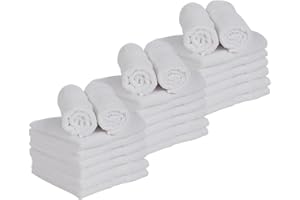 Casa Lino 24 Pack Wash Cloths Set, (12" X12) 100% Cotton wash Cloths, wash Cloths for Your face and Body, Highly Absorbent & fingertip Soft wash Cloths for Your face and Body, White