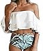 Huiyuzhi Womens Swimsuits Off Shoulder Ruffled Flounce Crop Bikini Top Two Pieces High Waist Bathing Suits