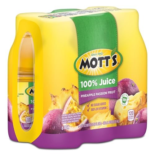 MOTT’S 100% PINEAPPLE PASSION FRUIT JUICE BLEND, 8 FL OZ BOTTLES, 24 COUNT (4 PACKS OF 6)