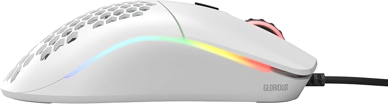 Gaming Model O Wired Gaming Mouse - 67g Superlight Honeycomb Design, RGB, Pixart 3360 Sensor, Omron Switches, Ambidextrous - Matte White