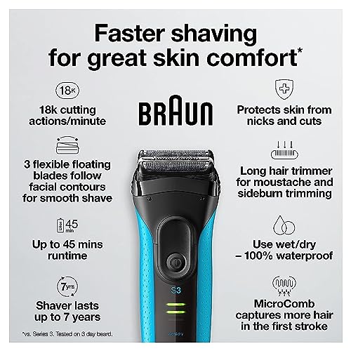 Braun Electric Series 3 Razor with Precision Trimmer, Rechargeable, Wet