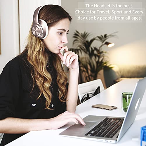 SADES Wireless Gaming Headset for Laptop iPhone PS4, Quick Charge for Work Class Travel (Gold)