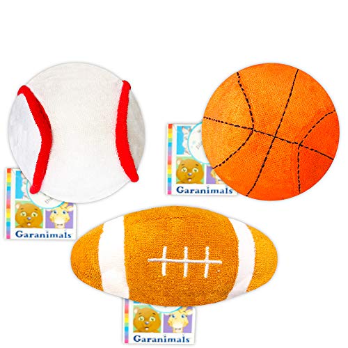 Garanimals Bath Sports Balls ~ Bundle Includes 3 Baby Bath Plush Toys (Basketball, Baseball, Football Water Toys)