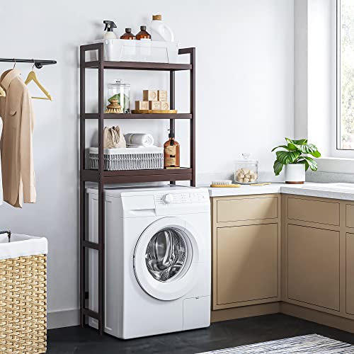 SONGMICS Over The Toilet Storage, 3Tier Bamboo Bathroom Organizer With